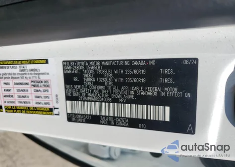 2024 Lexus Rx 350 Base z USA, uszkodzony, nr VIN 2T2BAMBA8RC040098